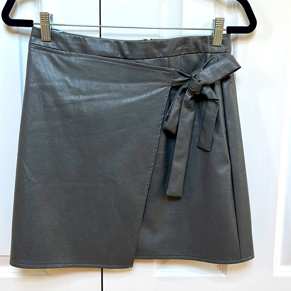 LF Faux Leather Gray Mini Skirt
